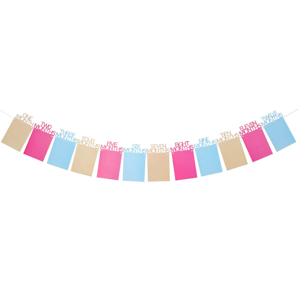 Multicoloured Baby Milestone Photo Frame Happy Birthday Paper Garland