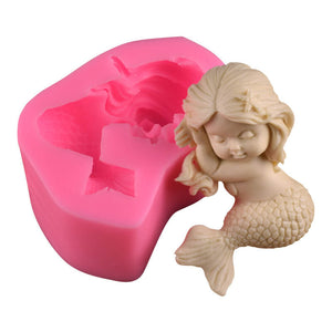 Online Party Supplies 3D Sleeping Mermaid Chocolate Cake Cupcake Candle Soap Bath Bomb Silicone Mold