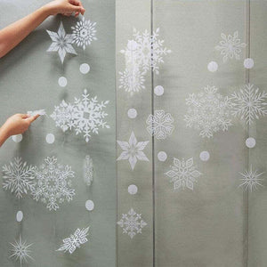 2.5m White Christmas Snowflake Plastic Garland 2 Pack