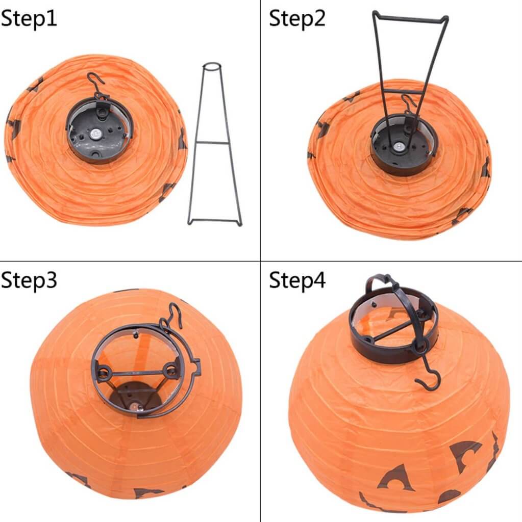 how to assemble Halloween led light hanging paper lanterns