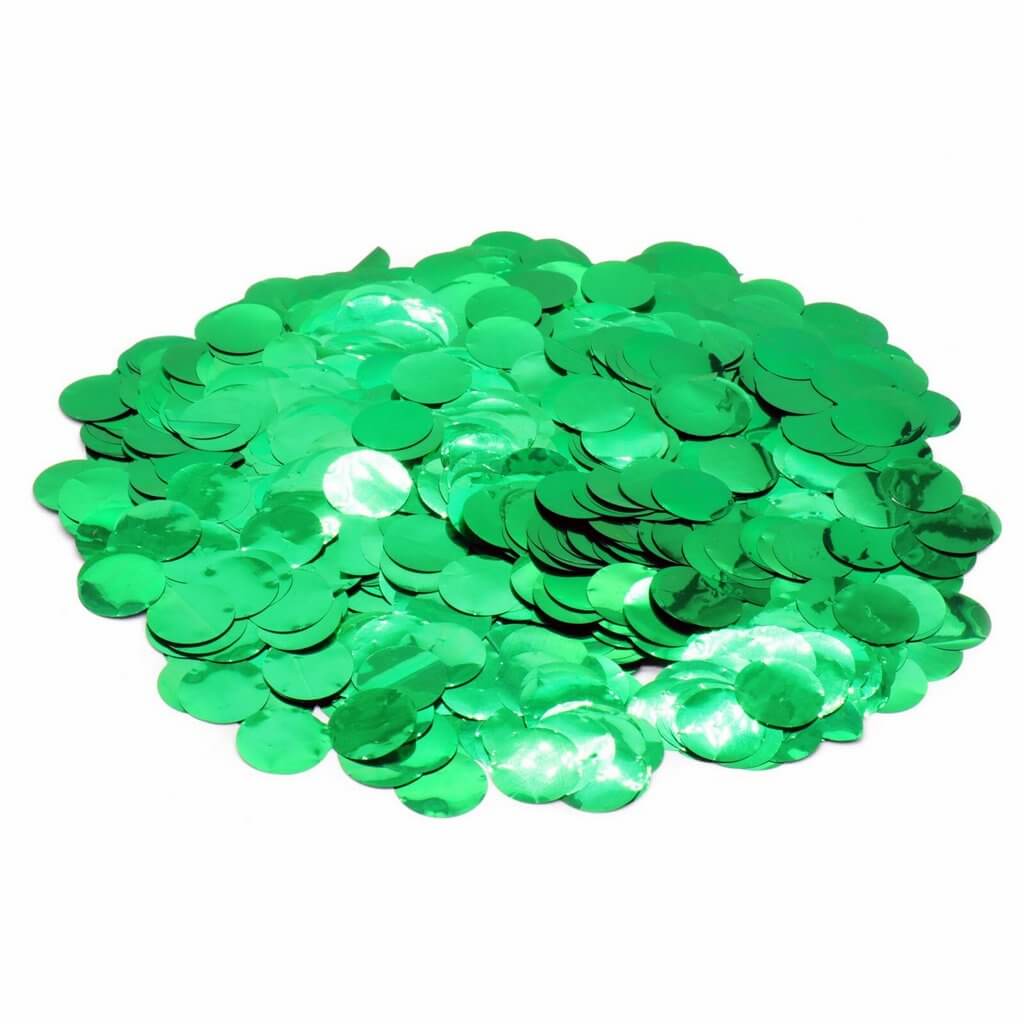 20g of 1.5 cm Round Metallic Green Confetti Dots - Wedding Table Scatters Sprinkles