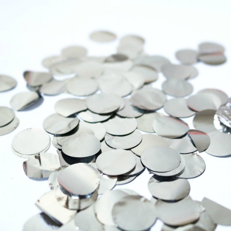 20g Round Circle Foil Party Confetti - Metallic Silver