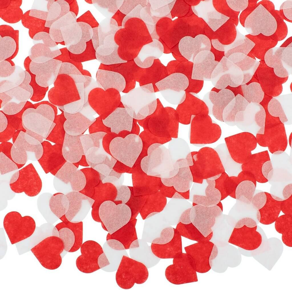 20g Red White Tissue Paper Heart Confetti Table Scatters