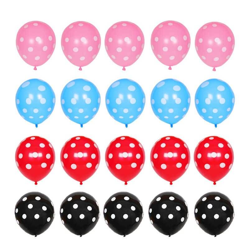 12" Online Party Supplies Red Pink Blue Black Polka Dot Latex Balloon Bouquet (Pack of 20)