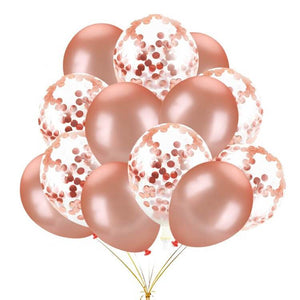 20 counts Online Party Supplies 12 Inch Rose Gold Latex Gold Confetti Bridal Shower Balloon Bouquet
