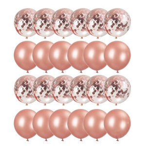 20 counts Online Party Supplies 12 Inch Rose Gold Latex Gold Confetti Bachelorette Party Balloon Bouquet