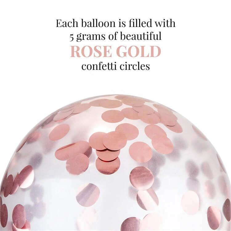 20 counts Online Party Supplies 12 Inch Rose Gold Latex Gold Confetti Baby Shower Balloon Bouquet