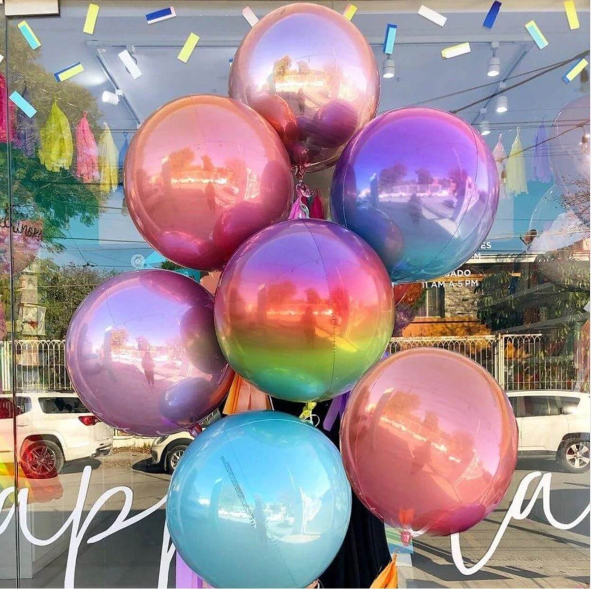 22 Inch Jumbo Ombre ORBZ 4D Sphere Metallic Foil Balloon - Online Party Supplies