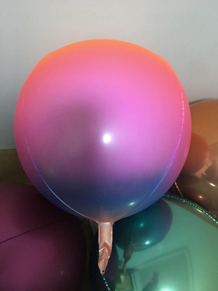 22" Jumbo Ombre ORBZ Fluorescent Rainbow 4D Sphere Round Metallic Foil Balloon - Online Party Supplies