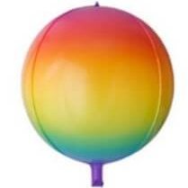 22 Inch Jumbo macaron rainbow Ombre ORBZ 4D Sphere Metallic Foil Balloon - Online Party Supplies