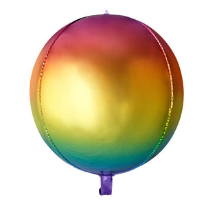 22 Inch Jumbo Rainbow Ombre ORBZ 4D Sphere Metallic Foil Balloon - Online Party Supplies