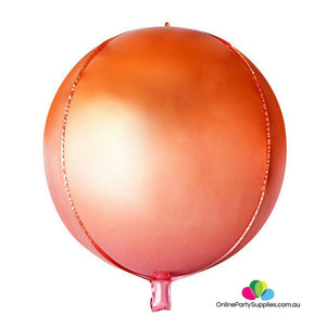 22 Inch Jumbo Orange & Hot Pink Ombre ORBZ 4D Sphere Metallic Foil Balloon - Online Party Supplies