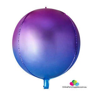 22 Inch Jumbo Purple & Blue Ombre ORBZ 4D Sphere Metallic Foil Balloon - Online Party Supplies