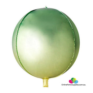 22 Inch Jumbo Green & Yellow Ombre ORBZ 4D Sphere Metallic Foil Balloon - Online Party Supplies
