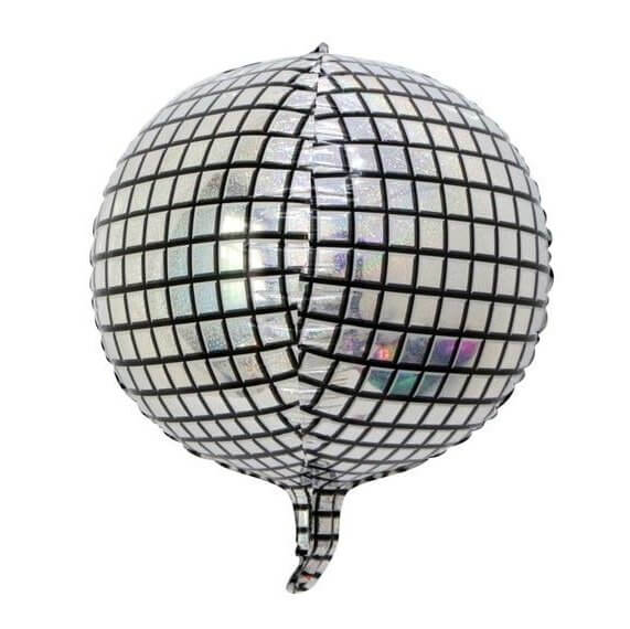 22 Inch Jumbo ORBZ 4D Sphere Disco Ball Foil Balloon - Laser Glitter Silver