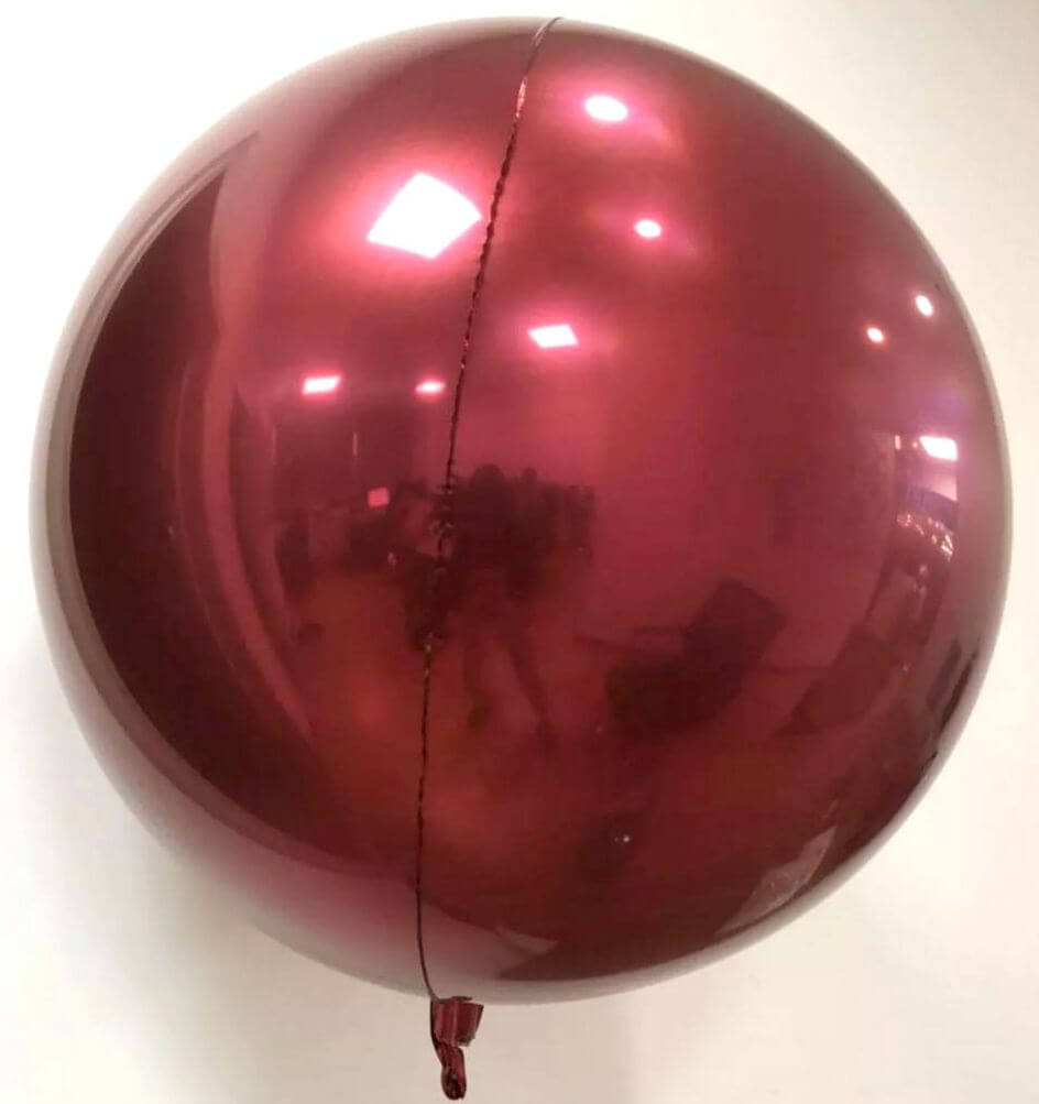 22" Jumbo Pomegranate Red ORBZ 4D Sphere Round Metallic Foil Balloon - Online Party Supplies