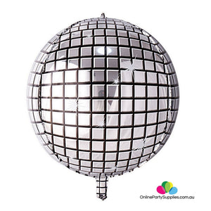 22" Jumbo ORBZ Sphere Silver Metallic Disco Ball Foil Balloon - Online Party Supplies