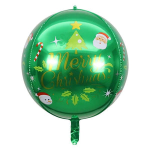 22" Jumbo ORBZ 4D gold Print Merry Christmas Sphere Round Foil Green Balloon