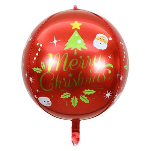 22" Jumbo ORBZ 4D gold Print Merry Christmas Sphere Round Foil red Balloon