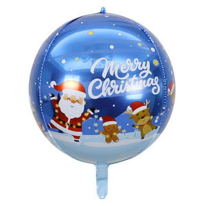 22" Jumbo ORBZ 4D white Print Merry Christmas Sphere Round Foil blue Balloon
