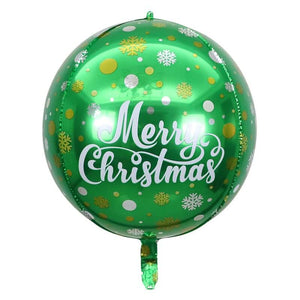 22" Jumbo ORBZ 4D white Print Merry Christmas Sphere Round Foil Green Balloon