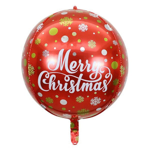 22" Jumbo ORBZ 4D White Print Merry Christmas Sphere Round Foil Red Balloon
