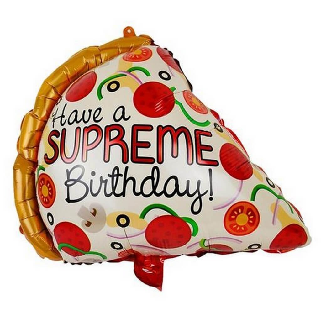 22" Giant Have A Supreme Birthday Pepperoni Pizza Slice Foil Balloon