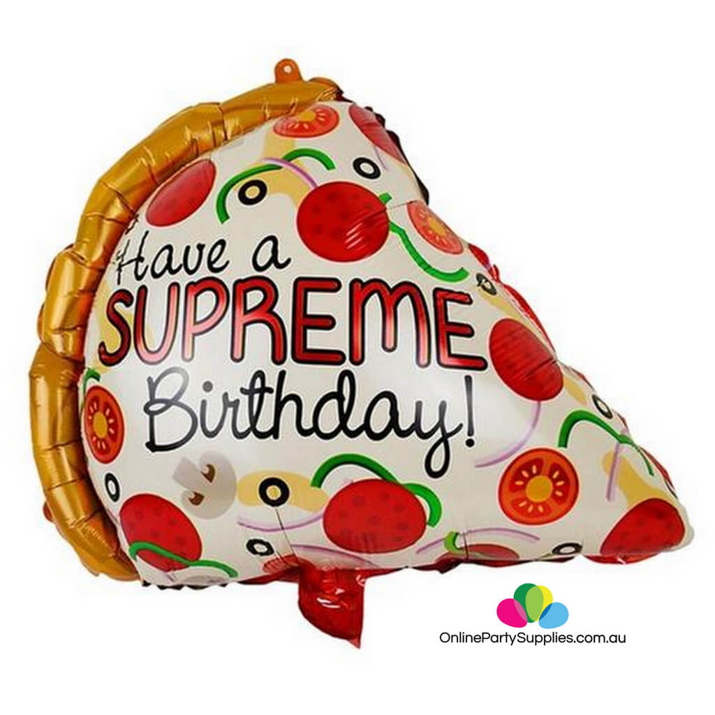 22" Giant Have A Supreme Birthday Pepperoni Pizza Slice Foil Balloon