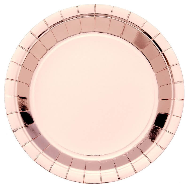 Amscan 23cm Metallic Rose Gold Paper Plate 8 Pack