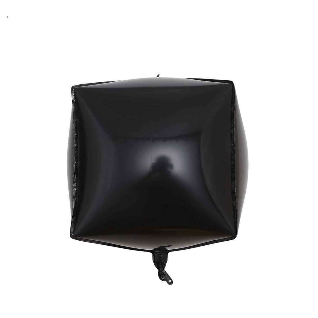 24" Jumbo 4D diamond six sided metallic black Box Cube Shape Foil Balloon