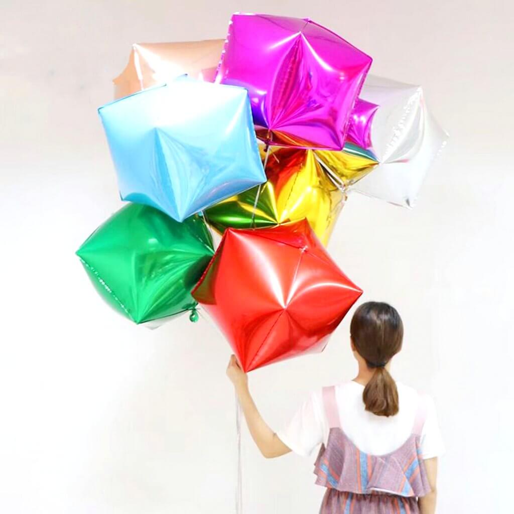 24" Jumbo 4D diamond six sided Box Cube Shape Foil Balloon