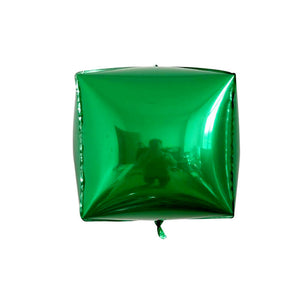24" Jumbo 4D diamond six sided metallic green Box Cube Shape Foil Balloon