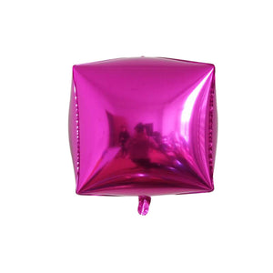 24" Jumbo 4D diamond six sided metallic hot pink Box Cube Shape Foil Balloon