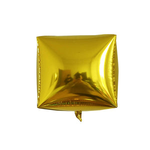 24" Jumbo 4D diamond six sided metallic gold Box Cube Shape Foil Balloon