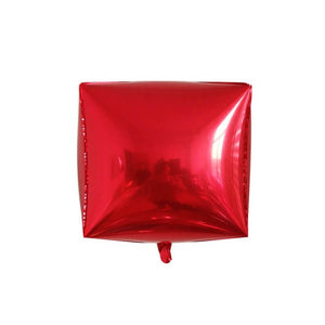 24" Jumbo 4D diamond six sided metallic red Box Cube Shape Foil Balloon