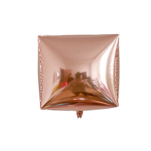 24" Jumbo 4D diamond six sided metallic rose gold Box Cube Shape Foil Balloon