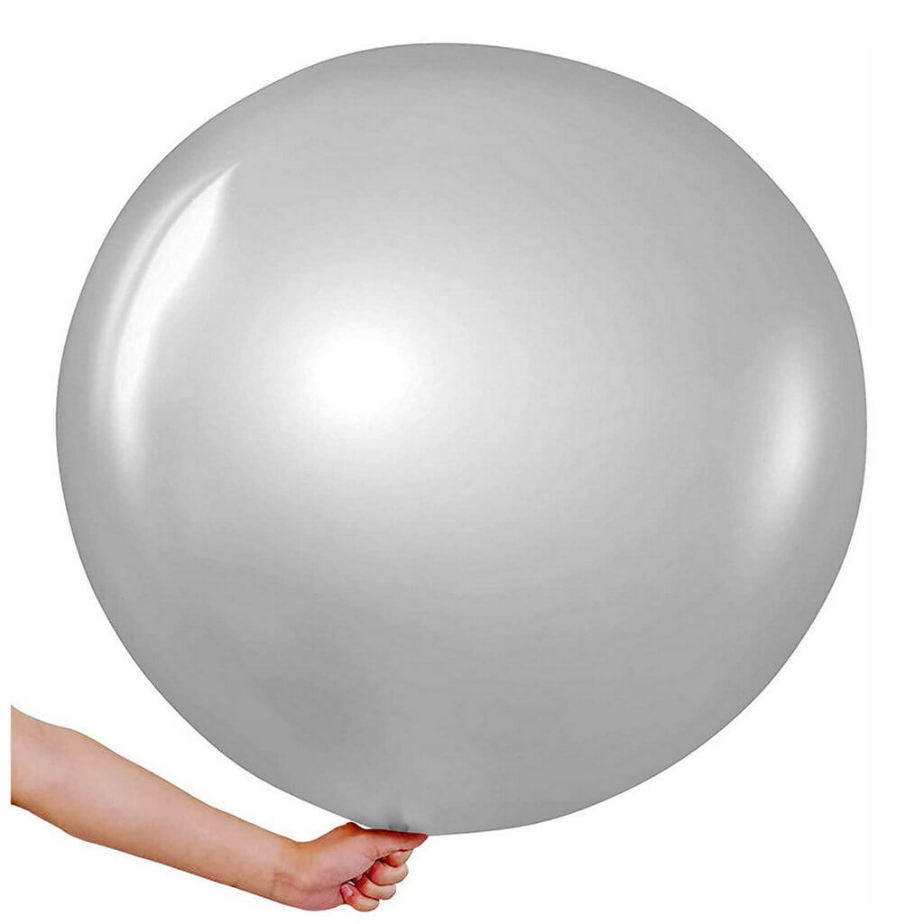 24" Round Silver Latex Balloon