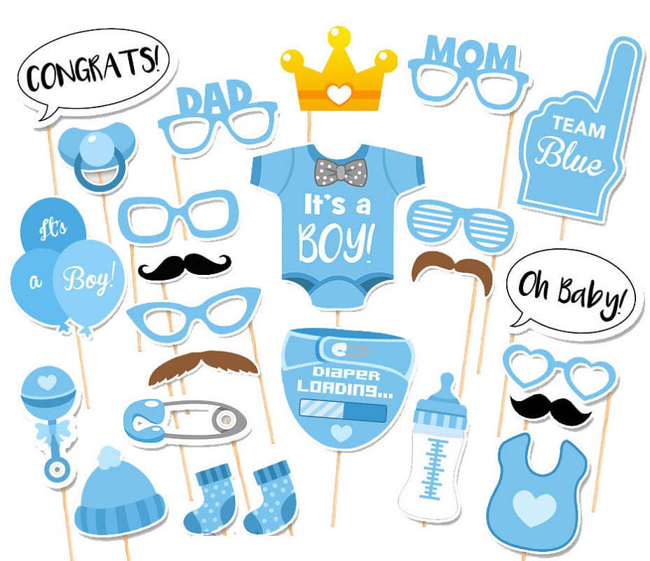 It's A Boy Baby Shower Party Photo Booth Props Set (25 pieces)