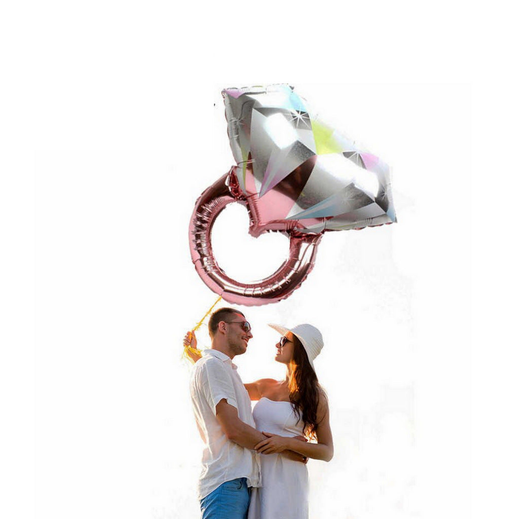 27" Large Rose Gold Engagement Diamond Ring Shaped Foil Balloon