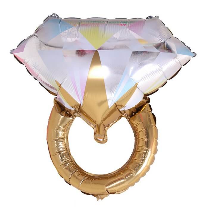 27" Giant Gold Engagement Diamond Ring Shaped Foil Balloon