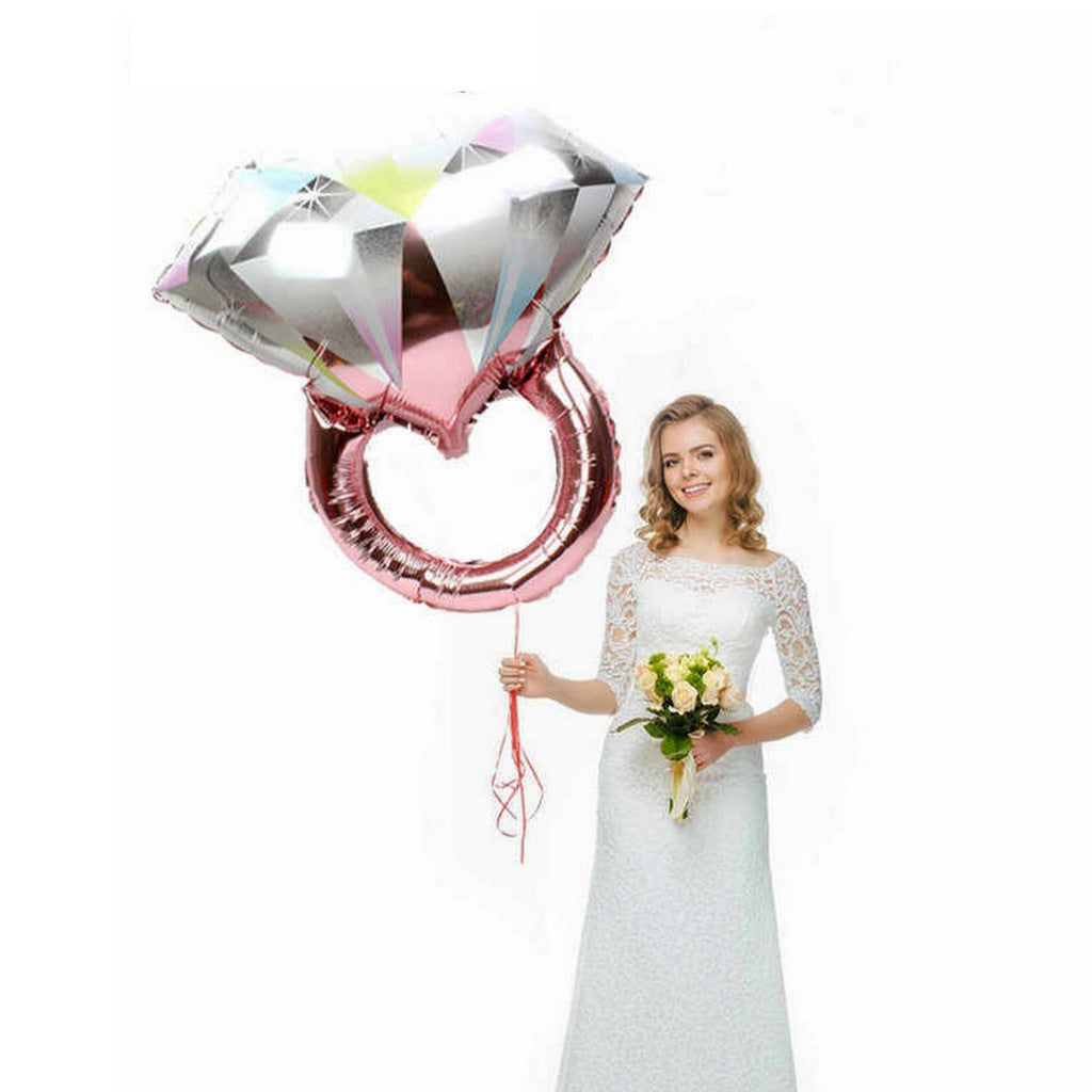 27" Large Rose Gold Engagement Diamond Ring Shaped Foil Balloon for hens party bridal shower, wedding, engagement