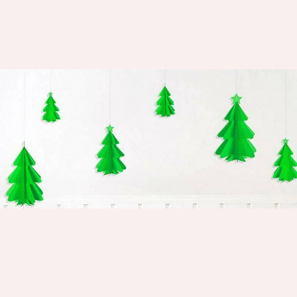 2m 3D Matte Dark Green Christmas Tree Paper Garland