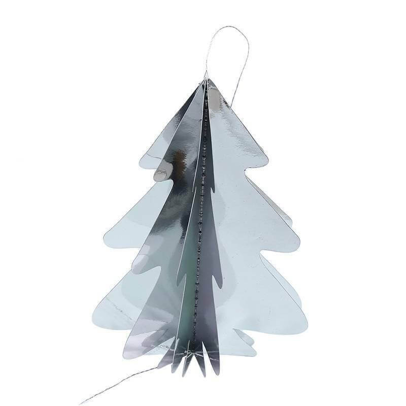 2m 3D Metallic Silver Christmas Tree Paper Garland