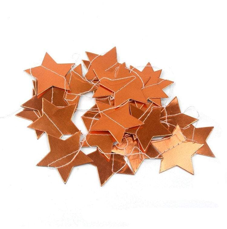 2m Online Party Supplies Rose Gold Metallic Star Garland for Wedding Decorations Baby Shower Decorations