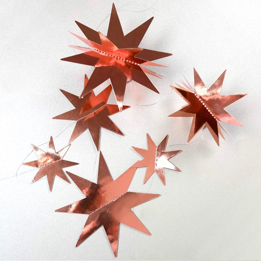 2m Metallic Rose Gold 3D Star Shape Paper Garland