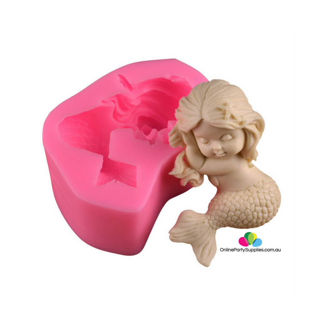 Online Party Supplies 3D Sleeping Mermaid Chocolate Cake Cupcake Candle Soap Silicone Mold Cake Topper