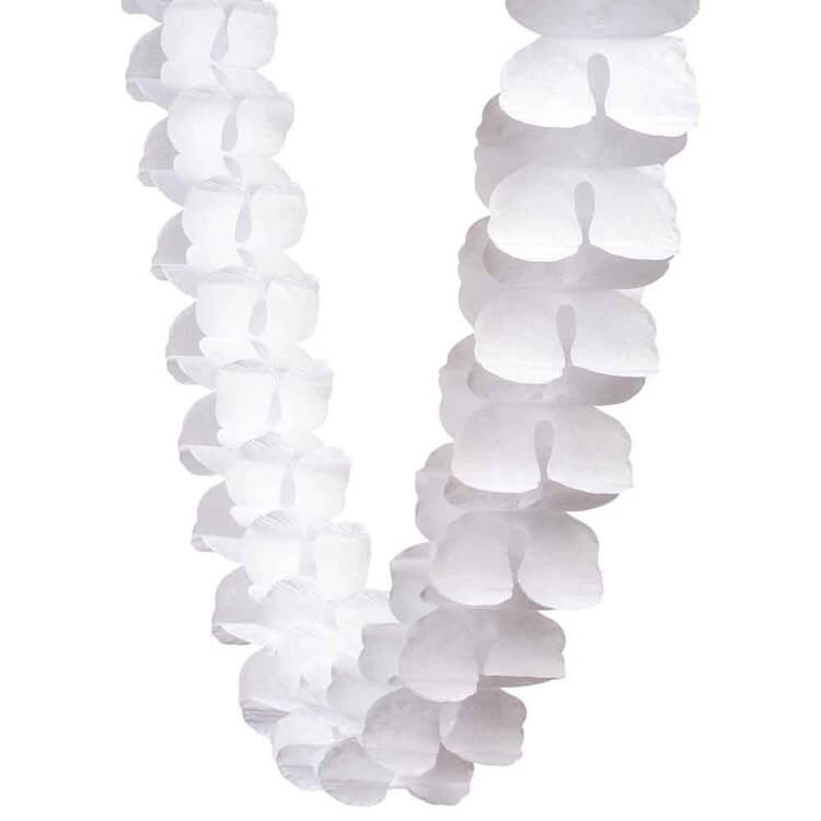 White Four Leaf Clover Hanging Tissue Paper Flower Bunting Garland