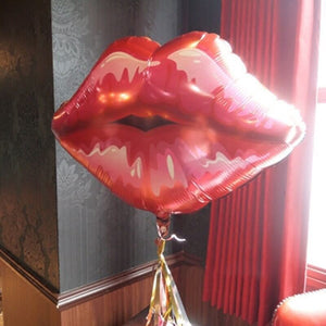 30" Giant Red Lip Shaped Bachelorette Party Foil Balloon