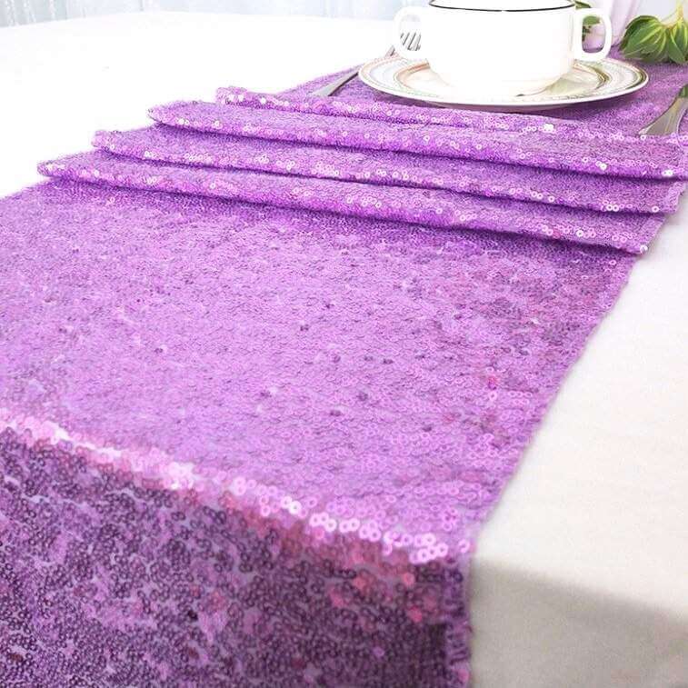 30cm x 275cm Lavender Light Purple Sequin Table Runner