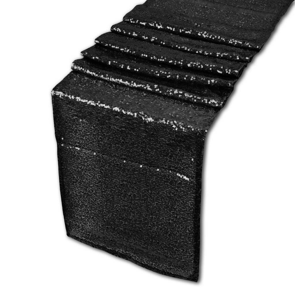 30cm x 275cm Black Sequin Table Runner
